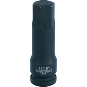 Teng 1/2" Drive Impact Socket 11/16" Hex 921622 Din Standard Design For Use With A Retaining Pin And Ring
Chrome Molybdenum For Use With Power Tools
Black Phosphate Finish For Easy Identification As An Impact Socket Accessory
Ring And Pin Fixing Hole On The Female End To Secure The Socket
Designed For Use With Fastenings With A Hexagon Hole
Use With In-Hex Screws Or Grub Screws
Supplied With A Metal Socket Clip For Use With A Socket Rail