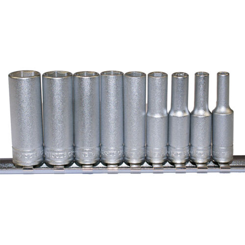 Teng 1/4" Dr 9 Pc Deep Metric Socket Set 6Pt M1407 Long Sockets For Extra Reach
Chrome Vanadium
Satin Finish For A Better Grip When Handling The Socket
6 Point Single Hexagon Socket For A Better Grip
Ball Bearing Recess On The Female End To Grip The Ratchet
Supplied With A Clip Rail With Socket Clips For Easy Storage As A Set
Designed And Manufactured To Din3120/3124 And Iso2725