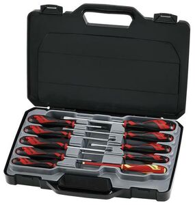 Teng 10 Pc Screwdriver Set MD910N Includes 1,000 Volt Insulated 3.0Mm Flat Blade Screwdriver
Tt-Mv Plus Steel Alloy For Greater Strength And Material Flexibilty
Ergonomically Designed Bi-Material Handle For Easy Use With Higher Torque And Faster Speed
Hole In The Handle For Hanging Or For Use As A T Handle For Extra Torque Or With A Fall Protection Wire If Needed
The Handle Is Moulded Around The Blade To Ensure Straightness And To Allow Larger Blade Wings Which Give A Higher Torque Capacity
Supplied In A Handy Carrying Case