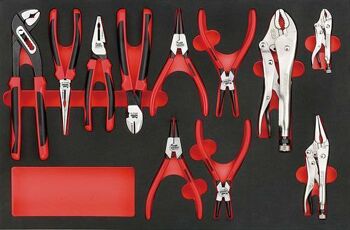 Teng 11 Pc Eva Pliers Set TTEMB11 Includes All The Most Commonly Used Pliers, Circlip Pliers And Power Grip Pliers In One Set
Tools Are Held In Place Using Three Colour Pre-Cut Eva Foam Clearly Showing Where Each Tool Belongs
Designed To Fit Exactly In The Larger Tengtools Tool Box Drawers
Can Be Used As A Set On It'S Own Or As Part Of The Tengtools "Get Organised" System