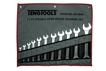 Teng 11 Pc Metric Open Spanner Set 6211MM Different Size At Each End To Give 22 Sizes In Total
Open At Each End Off Set At 15° For Easier Use
Chrome Vanadium Satin Finish
Supplied In A Handy Tool Roll Style Wallet
Designed And Manufactured To Din3110 And Din3113A