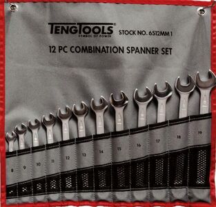 Teng 12 Pc 8-19Mm Combination Spanner Set  6512MM1 Off Set At 15° For Easier Use On Flat Surfaces
Tengtools Hip Grip Design For Contact With The Flat Side Of The Fastening
Chrome Vanadium Satin Finish
Supplied In A Handy Tool Roll Style Wallet
Designed And Manufactured To Din3113A