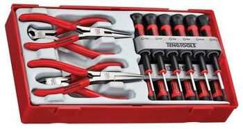 Teng 16 Pc Mini Pliers & Torx S/Driver Set Tc-Tray TTMI16 Mini Screwdrivers Feature A Rotating End Piece For Easier Use When "Transporting" The Fastening
Mini Pliers Feature High Carbon Steel Construction And Vinyl Grip Handles