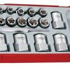 Teng 18 Pc Extractor Set Tc-Tray TTBE18 Includes All The Most Commonly Used Sizes From 6Mm (5/16") To 25Mm (1")
Designed For Removing Rounded Or Damaged Bolt Heads Or Nuts
4Mm Parallel Pin Punch Included For Clearing Debris From The Extractors
Chrome Vanadium Satin Finish
Designed And Manufactured To Din3120/3124 And Iso2725