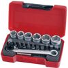 Teng 19 Pc 1/4" Dr Tool Set T1419 Regular 6 Point Single Hexagon Sockets For A Better Grip
Chrome Vanadium Satin Finish Sockets
A Selection Of Screwdriver And Hex Bits
Supplied In The Unique Tengtools Case With A Snap Lock
Hard Wearing Hinge With A Metal Pin For Longer Life
Designed And Manufactured To Din And Iso Standards