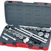 Teng 22 Pc 3/4" Dr Socket Set T3422S Regular 6 Point Single Hexagon Metric Sockets For A Better Grip
Regular 12 Point Bi-Hexagon Af Sockets For Easier Alignment
Chrome Vanadium Satin Finish Sockets
Supplied In The Unique Tengtools Carrying Case
Hard Wearing Case With Distinctive Branding
Tools Clearly Laid Out To Easily Identify Which Tool Belongs Where
Designed And Manufactures To Din And Iso Standards