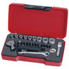 Teng 23 Pc 1/4" Dr Tool Set T1423 Regular 6 Point Single Hexagon Sockets For A Better Grip
Chrome Vanadium Satin Finish Sockets
A Selection Of Screwdriver And Hex Bits
Supplied In The Unique Tengtools Case With A Snap Lock
Hard Wearing Hinge With A Metal Pin For Longer Life
Designed And Manufactured To Din And Iso Standards