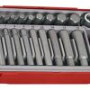 Teng 23 Pc Hex Bit Set 40/75Mm Tc-Tray TTHEX23 Chrome Vanadium Satin Finish Bit Holders Included
Grub Screws To Retain The Bit In Place, Especially Useful When Working In Difficult To Reach Places
Designed And Manufactured To Din Iso 1173:2009-06
