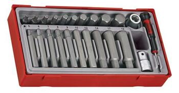 Teng 23 Pc Hex Bit Set 40/75Mm Tc-Tray TTHEX23 Chrome Vanadium Satin Finish Bit Holders Included
Grub Screws To Retain The Bit In Place, Especially Useful When Working In Difficult To Reach Places
Designed And Manufactured To Din Iso 1173:2009-06