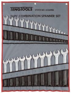 Teng 26 Pc Spanner Set In Wallet 6-32Mm 6526MM Off Set At 15° For Easier Use On Flat Surfaces
Tengtools Hip Grip Design For Contact With The Flat Side Of The Fastening
Chrome Vanadium Satin Finish
Supplied In A Handy Tool Roll Style Wallet
Designed And Manufactured To Din3113A