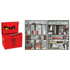 Teng 288 Pc Tool Kit TC8288NFX 1/4”, 3/8” & 1/2” Dr Metric
11 Drawer , 8 Series Full Roll Cab Depth Tool Box
Includes 89 Sockets & Accessories
1/2” Dr Torque Wrench
1/2” Breaker Bar
13 Pce Extension Set
12 Combo Spanners
4 Pce Plier Set
74 Pce Ratcheting Screwdriver Set
15 Pce Screwdriver Set, 2 Shifters
Locking Plier, Utility Knife, Hacksaw, 2 Hammers
Tape Measure And Steel Rule.
