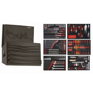 Teng 294 Pc Eva Tool Kit Black TCMME293BK 5 Drawer, 8 Series Full Roll Cab Depth Tool Box
Includes 123 Sockets And Accessories
Standard, Deep, Impact, 1/4”, 3/8” & 1/2” Drive
11 Pliers, 32 Screwdrivers (Standard, Impact & Vde-1000 Volt)
42 Spanners (Combination & Ratchet Combination)
Metric Std 4-24Mm, Metric Deep 6-13Mm
Af Std 3/16”-1 1/4”, Af Deep 3/16-3/4”
Impact Std & Deep 13-24Mm
5 Files • Hacksaw, Knife, Steel Rule, Tape Measure
2 Shifters, 2 Cold Chisels, Pin Punches
2 Hammers And So Much More...