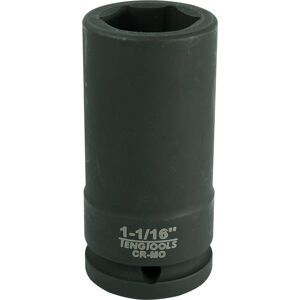 Teng 3/4" Drive Deep Impact Socket 1-1/16" 940234 Din Standard Design For Use With A Retaining Pin And Ring
Chrome Molybdenum For Use With Power Tools
Black Phosphate Finish For Easy Identification As An Impact Socket Accessory
Ring And Pin Fixing Hole On The Female End To Secure The Socket
Supplied With A Metal Socket Clip For Use With A Socket Rail