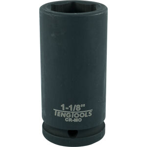 Teng 3/4" Drive Deep Impact Socket 1-1/8" 940236 Din Standard Design For Use With A Retaining Pin And Ring
Chrome Molybdenum For Use With Power Tools
Black Phosphate Finish For Easy Identification As An Impact Socket Accessory
Ring And Pin Fixing Hole On The Female End To Secure The Socket
Supplied With A Metal Socket Clip For Use With A Socket Rail