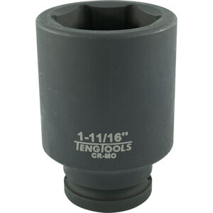 Teng 3/4" Drive Deep Impact Socket 1-11/16" 940254 Din Standard Design For Use With A Retaining Pin And Ring
Chrome Molybdenum For Use With Power Tools
Black Phosphate Finish For Easy Identification As An Impact Socket Accessory
Ring And Pin Fixing Hole On The Female End To Secure The Socket
Supplied With A Metal Socket Clip For Use With A Socket Rail