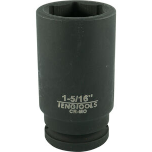 Teng 3/4" Drive Deep Impact Socket 1-5/16" 940242 Din Standard Design For Use With A Retaining Pin And Ring
Chrome Molybdenum For Use With Power Tools
Black Phosphate Finish For Easy Identification As An Impact Socket Accessory
Ring And Pin Fixing Hole On The Female End To Secure The Socket
Supplied With A Metal Socket Clip For Use With A Socket Rail