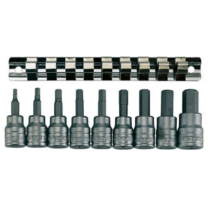 Teng 3/8" Dr 10 Pc Metric Inhex Socket Set M3812 Chrome Vanadium
S2 Steel Bits Pressed In To The Socket
Satin Finish For A Better Grip When Handling The Socket
Designed For Use With Fastenings With A Hexagon Hole
Use With In-Hex Screws Or Grub Screws
Designed And Manufactured To Din7422
Supplied With A Clip Rail With Socket Clips For Easy Storage As A Set