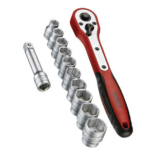 Teng 3/8" Dr 12 Pc Handy Socket Set M3812N1 A Basic No Nonsense Set Of 3/8" Drive Sockets
Chrome Vanadium
6 Point Single Hexagon Sockets For A Better Fit
Ball Bearing Recess On The Female End To Grip The Ratchet
Designed And Manufactured To Din And Iso Standards
Supplied In A Handy Pocket Sized Holder With A Clip Rail Facility For Adding Additional Sockets Or Accessories