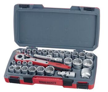 Teng 30 Pc 1/2" Dr Socket Set Af/Met T1230 12 Point Bi-Hexagon Sockets For Easier Alignment To The Fastening
Chrome Vanadium Satin Finish Sockets
Hard Wearing Case With Distinctive Branding
Tools Clearly Laid Out To Easily Identify Which Tool Belongs Where
Designed And Manufactured To Din And Iso Standards