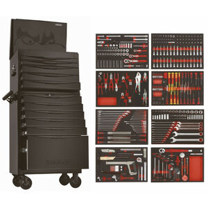Teng 395 Pc Eva Tool Kit Black TCMME394BK Tengtools Has Become The First Choice For Many Industrial Users All Over The World. Our Unique ‘Get Organised’ System Allows Professionals To Build A Custom Tool Kit To Suit Their Own Individual Needs. Professionals In Many Industries May Require Tools To Be Stored In Eva Foam. We Have An Extensive Range Of Eva Tool Trays That Can Be Used With Our Clever Storage Options To Create A Bespoke Tool Kit Ready For The Demands Of Any Workshop. Tengtools Has Been Used In The Toughest Environments Around The World And Is Built To Last. We Offer A Complete Solution Of High Quality Tools At A Reasonable Price. Our Tools Are Used By Companies That Do Not Compromise On Quality. Our Extensive Range Offers An Opportunity For Buyers To Find An Optimal Assortment With Regard To Quality, Range And Price.

1/4”, 3/8” & 1/2” Dr Metric/Af
11 Drawer, 8 Series Tool Boxes
Includes 211 Sockets And Accessories 
Sockets: Standard, Deep, Impact, Tx, E-Torx, Hex, Spline & Ribe
11 Pliers, 32 Screwdrivers (Incl Standard, Impact & Vde-1000 Volt)
42 Spanners (Incl Combination & Ratchet Combination)
5 Files T-Handle Hex Wrench, 1/2” Dr Torque Wrench
Led Torch
Hex Keys, 2 Shifters, 2 Cold Chisels, Pin Punches
2 Hammers & So Much More...