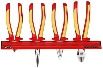 Teng 4 Pc Vde Pliers Set Wall Rack WRMBV04 Approved For Live Working Up To 1,000 Volts
Protective Insulation With Two Colours To Clearly Indicate If There Is Any Damage To The Insulation
Tpr Grip For A More Secure And Comfortable Grip
Supplied With A Wall Rack For Fixing To The Wall Or A Workbench
Designed And Manufactured To Din5745, Din5746, Din5749 And Iec60900 (En60900)