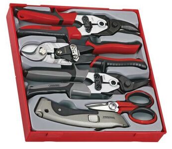 Teng 5 Pc Cutting Set In Double Tray TTDCT05 Includes High Leverage Tin Snips For Straight, Left And Right Cutting
Utility Knife With Retractable Blade And Ergonomic Grip
High Carbon Stainless Steel Blade Industrial Scissors
Heavy Duty Cable Cutters With Compound Leverage For Easier Cutting
