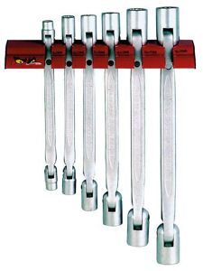 Teng 6 Pc Double Flex Wrench Set On Wall Rack WRDF06 Swivel End Wrenches For Fast Pre-Tightening And Loosening
Angle At 90° For Added Torque When Applying The Final Tightening
Extra Torque For Loosening Stubborn Fastenings
Chrome Vanadium Satin Finish
Supplied With A Wall Rack For Fixing To The Wall Or A Workbench