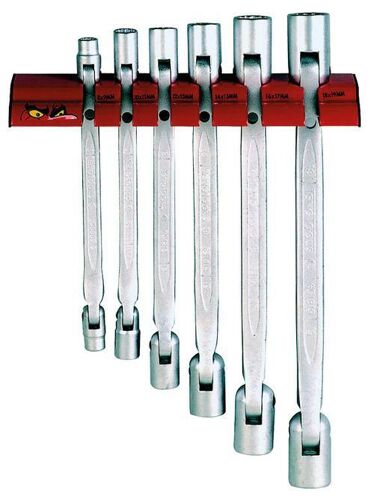 Teng 6 Pc Double Flex Wrench Set On Wall Rack WRDF06 Swivel End Wrenches For Fast Pre-Tightening And Loosening
Angle At 90° For Added Torque When Applying The Final Tightening
Extra Torque For Loosening Stubborn Fastenings
Chrome Vanadium Satin Finish
Supplied With A Wall Rack For Fixing To The Wall Or A Workbench