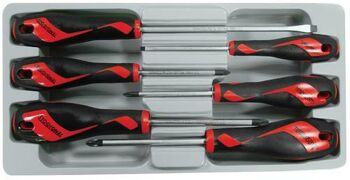 Teng 6 Pc Screwdriver Set MD906N Tt-Mv Plus Steel Alloy For Greater Strength And Material Flexibilty
Ergonomically Designed Bi-Material Handle For Easy Use With Higher Torque And Faster Speed
Hole In The Handle For Hanging Or For Use As A T Handle For Extra Torque Or With A Fall Protection Wire If Needed
The Handle Is Moulded Around The Blade To Ensure Straightness And To Allow Larger Blade Wings Which Give A Higher Torque Capacity
Supplied In A Full Colour Display Box With Ps Tray