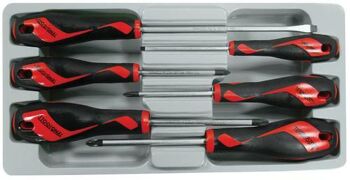 Teng 6 Pc Screwdriver Set MD906N3 Tt-Mv Plus Steel Alloy For Greater Strength And Material Flexibilty
Ergonomically Designed Bi-Material Handle For Easy Use With Higher Torque And Faster Speed
Hole In The Handle For Hanging Or For Use As A T Handle For Extra Torque Or With A Fall Protection Wire If Needed
The Handle Is Moulded Around The Blade To Ensure Straightness And To Allow Larger Blade Wings Which Give A Higher Torque Capacity
Supplied In A Full Colour Display Box With Ps Tray