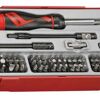 Teng 74 Pc Ratcheting S/Driver Bits Set Tc-Tray TTMD74 An Extensive Range Of 1/4" Hex Drive 25Mm Screwdriver Bits
Reversible, Ratcheting Bits Driver, Extension Bars And Adaptors Included
Removable Lid And Dove Tail Joints