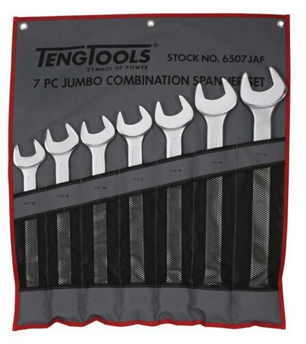 Teng 7 Pc Af Combination Spanner Set 6507JAF Off Set At 15° For Easier Use On Flat Surfaces
Tengtools Hip Grip Design For Contact With The Flat Side Of The Fastening
Chrome Vanadium Satin Finish
Supplied In A Handy Tool Roll Style Wallet
Designed And Manufactured To Din3113A