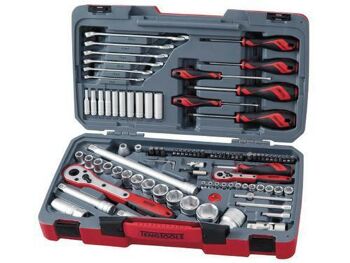 Teng 95Pc Construction Tool Set TM095 6 Point Single Hexagon Sockets For A Better Grip
Combination Spanners, Screwdrivers And Screwdriver Bits
Chrome Vanadium Satin Finish Sockets And Spanners
Hard Wearing Case With Distinctive Branding
Tools Clearly Laid Out To Easily Identify Which Tool Belongs Where
Designed And Manufactured To Din And Iso Standards