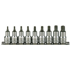 Teng 9 Pc 1/2" Dr Torx Socket Set M1213TX Chrome Vanadium
S2 Steel Bits Pressed In To The Socket
Satin Finish For A Better Grip When Handling The Socket
Designed For Use With Tx Fastenings
Supplied With A Clip Rail With Socket Clips For Easy Storage As A Set