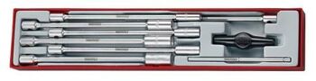 Teng 9 Pc T-Bar Socket Set Tc-Tray TTXTB09 Extra Long Socket Set
3/8" Drive Extra Long Sockets For Use In Hard To Reach Places
T Bar With The Tengtools T-Hd Handle For More Comfortable Use