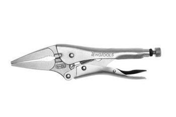 Teng 9" Long Nose Power Grip Pliers 404-9 Self Locking With Release Lever
With Locking Nut On Adjustment Knob For Pre-Setting, Ideal For Repeated Use
Wire Cutter And Crimper Function
Chrome Molybdenum