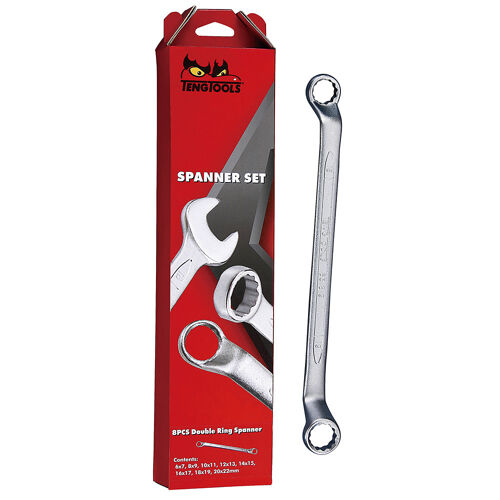 Teng Double Ring Spanner Set 6-32Mm 6311 Different Size At Each End To Give 22 Sizes In Total
Double Curved Heads Offset At 75° For Easier Use On Flat Surfaces
Chrome Vanadium Satin Finish
Tengtools Hip Grip Design For Contact With The Flat Side Of The Fastening
Designed And Manufactured To Din 838