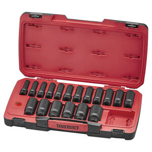 Teng Imp Socket Set 1/2In Dr Mm Deep 22Pcs T9222L 1/2” Drive
18 Deep Metric Sockets From 10 To 32 Mm
Retaining Pins (2 Pcs) And Rings (2 Pcs) Included
Made Of Chrome Molybdenum (Cr-Mo)
For Use With Power Tools
Supplied In A Robust Blow Moulded Box
Designed And Manufactured To Din3129