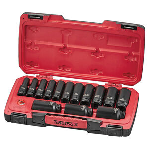 Teng Imp Socket Set 1/2In Drive Af Deep 18Pcs T9218LAF 1/2” Drive
14 Deep Imperial Sockets From 3/8” To 1-1/14”
Retaining Pins (2 Pcs) And Rings (2 Pcs) Included
Made Of Chrome Molybdenum (Cr-Mo)
For Use With Power Tools
Supplied In A Robust Blow Moulded Box
Designed And Manufactured To Din3129