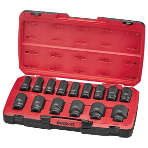 Teng Imp Socket Set 3/4In Drive Mm Deep 17Pcs T9417L 3/4” Drive
15 Deep Metric Sockets From 19 To 50 Mm
Retaining Pin And Ring Included
Made Of Chrome Molybdenum (Cr-Mo)
For Use With Power Tools
Supplied In A Robust Blow Moulded Box
Designed And Manufactured To Din3129