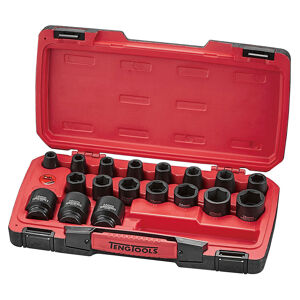 Teng Impact Socket Set 1/2In Drive Mm 22Pcs T9222 1/2” Drive
18 Regular Metric Sockets From 10 To 32 Mm
Retaining Pins (2 Pcs) And Rings (2 Pcs) Included
Made Of Chrome Molybdenum (Cr-Mo)
For Use With Power Tools
Supplied In A Robust Blow Moulded Box
Designed And Manufactured To Din3129