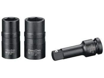 Teng Impact Wheel Nut Set 9203N1 Includes The Most Commonly Used Wheel Nut Socket Sizes
Chrome Molybdenum For Use With Power Tools
Black Phosphate Finish For Easy Identification As An Impact Socket