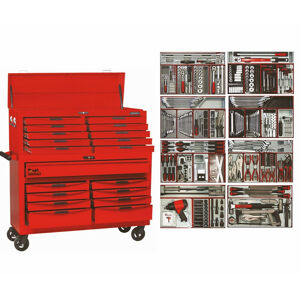 Teng Mega Master Tool Kit 541 Pce TCMM541 A Complete Tool Kit Combined With A Top Plate And Back Panels To Create A Work Station
The Tools Are Laid Out In Individual Tool Trays Using The Tengtools Get Organised System
The Most Commonly Used Tools Are Supplied In Wall Racks To Keep Them Handy At The Work Station
Easy To See If Any Tools Have Been Mislaid Or Lost Helping To Prevent Leaving Them With The Work Piece
Supplied In A Red Tengtools Tcw807N 7 Drawer Roller Cabinet Complete With Work Top And Panels
A Comprehensive Selection Of Tools Using 6 Of The Available 7 Drawers Ensuring That Space Is Still Available To Add To The Kit If Needed