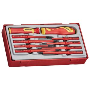 Teng Screwdriver Set 1000 Volt 10 Pieces TTV710N Interchangeable Blades For A Wide Range Of Tips In One Set
Approved For Live Working Up To 1,000 Volts
Designed And Manufactured To Din5264, Din Iso 8764-1 And Iec60900 (En60900)