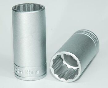 Teng Socket Deep 3/8 Inch Drive 12Pt 19 Mm M38061912 12 Point Single Hexagon Socket For A Better Grip
Long Sockets For Extra Reach
Chrome Vanadium
Satin Finish For A Better Grip When Handling The Socket
Ball Bearing Recess On The Female End To Grip The Ratchet
Designed And Manufactured To Din3120/3124 And Iso2725
Supplied With A Metal Socket Clip For Use With A Socket Rail