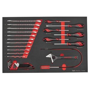 Teng Spanner And Screwdriver Set 28Pcs TTESP28 Includes Combination Spanners, Screwdrivers, Hex Keys, An Adjustable Wrench And A Claw Pick Up Tool
Tools Are Held In Place Using Three Colour Pre-Cut Eva Foam
Designed To Fit Exactly In The Larger Tengtools Tool Box Drawers
Designed And Manufactured To Din And Iso Standards
