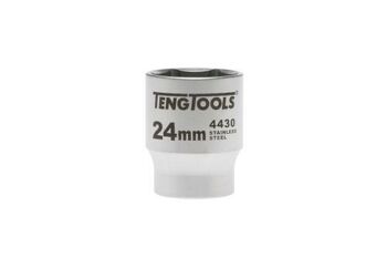 Teng Stainless Steel 1/2" Dr Socket 24Mm MS1205246 4430 Stainless Steel Making It Ideal For The Food, Medical, Aerospace And Marine Industries Or For Use In Any Acidic Environment
Satin Finish For A Better Grip When Handling The Socket
6 Point Single Hexagon Socket For A Better Grip
Ball Bearing Recess On The Female End To Grip The Ratchet
Designed And Manufactured To Din3120/3124 And Iso2725
Supplied With A Metal Socket Clip For Use With A Socket Rail