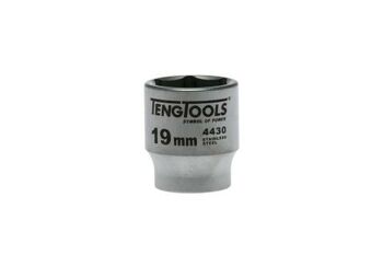 Teng Stainless Steel 3/8" Dr Socket 19Mm MS380519 4430 Stainless Steel Making It Ideal For The Food, Medical, Aerospace And Marine Industries Or For Use In Any Acidic Environment
Satin Finish For A Better Grip When Handling The Socket
6 Point Single Hexagon Socket For A Better Grip
Ball Bearing Recess On The Female End To Grip The Ratchet
Designed And Manufactured To Din3120/3124 And Iso2725
Supplied With A Metal Socket Clip For Use With A Socket Rail