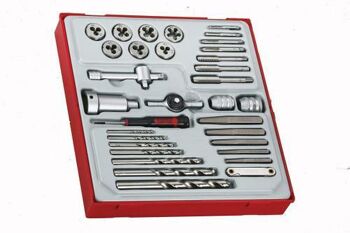 Teng Tap & Die In Double Tray TTDTD34 Designed For The Repair Of Damaged Threads Covering M3 To M12
Includes Taps And Dies With Interchangeable Chucks
Screw Extractors Also Included To Give A Complete Set For Repairing Threads
Various Accessories Including Drill Bits, A Screw Pitch Gauge And Mini Palm Ratchet