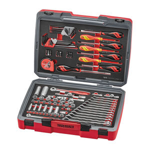Teng Tool Kit Tc-6T Eva 112 Piece TC-6TE01 Supplied In The Unique Tengtools Tc-6T Service Case With The Tools Supplied In 2 Eva Foam Trays.
Tools Held In Place Using Three Colour Pre-Cut Eva Foam Clearly Showing Where Each Tool Belongs.
Hard Wearing Carrying Case With Distinctive Branding.
Robust Moulded Body With Built In Strength And Durability.
Handle On Side Make It Easy To Carry.